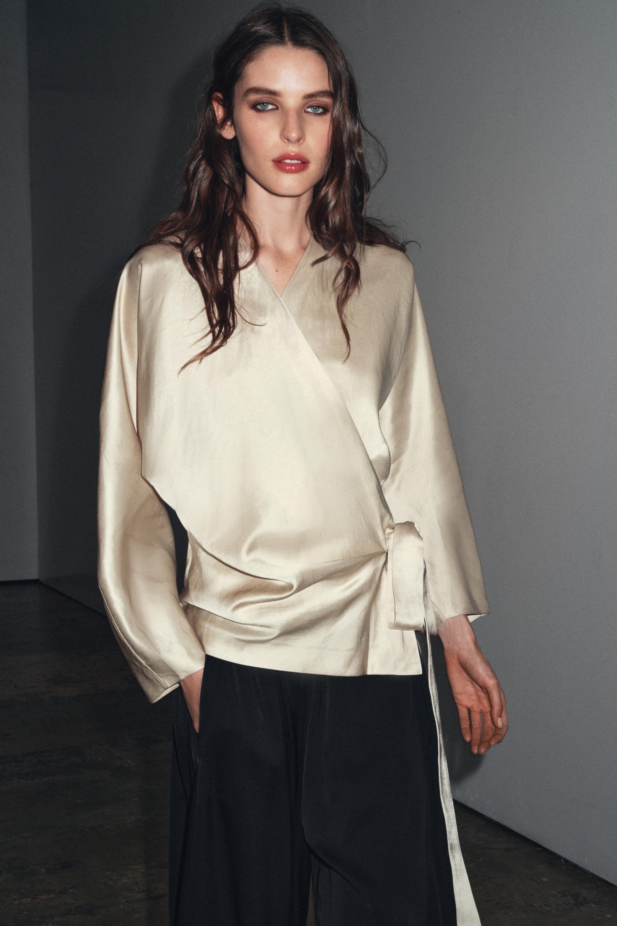 Zw Collection Linen Wrap Blouse
