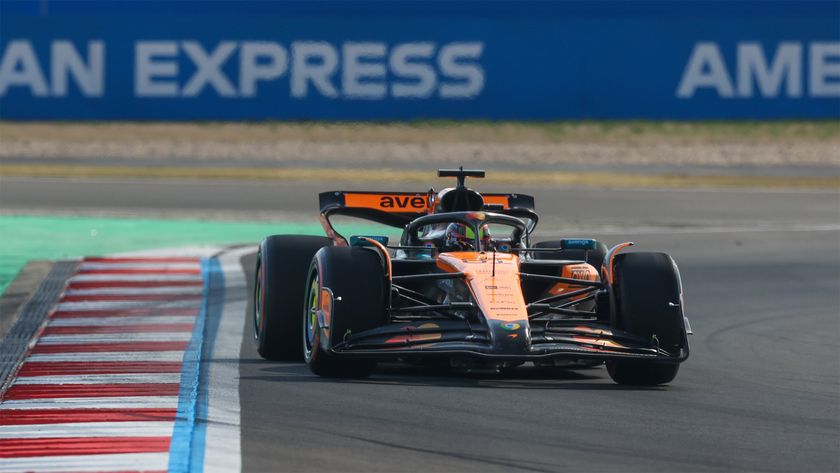 McLaren’s Oscar Piastri driving on a straight in qualifying for the Chinese Grand Prix 2025