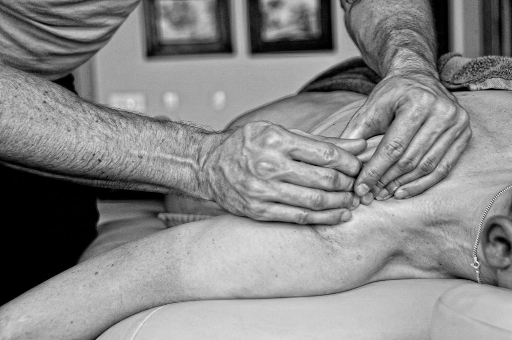 Riders getting needed massages after training rides.