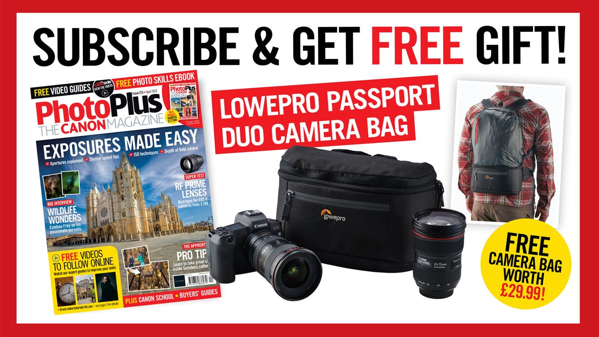 Image for New PhotoPlus: The Canon Magazine issue 215 – get a free camera bag when you subscribe today!