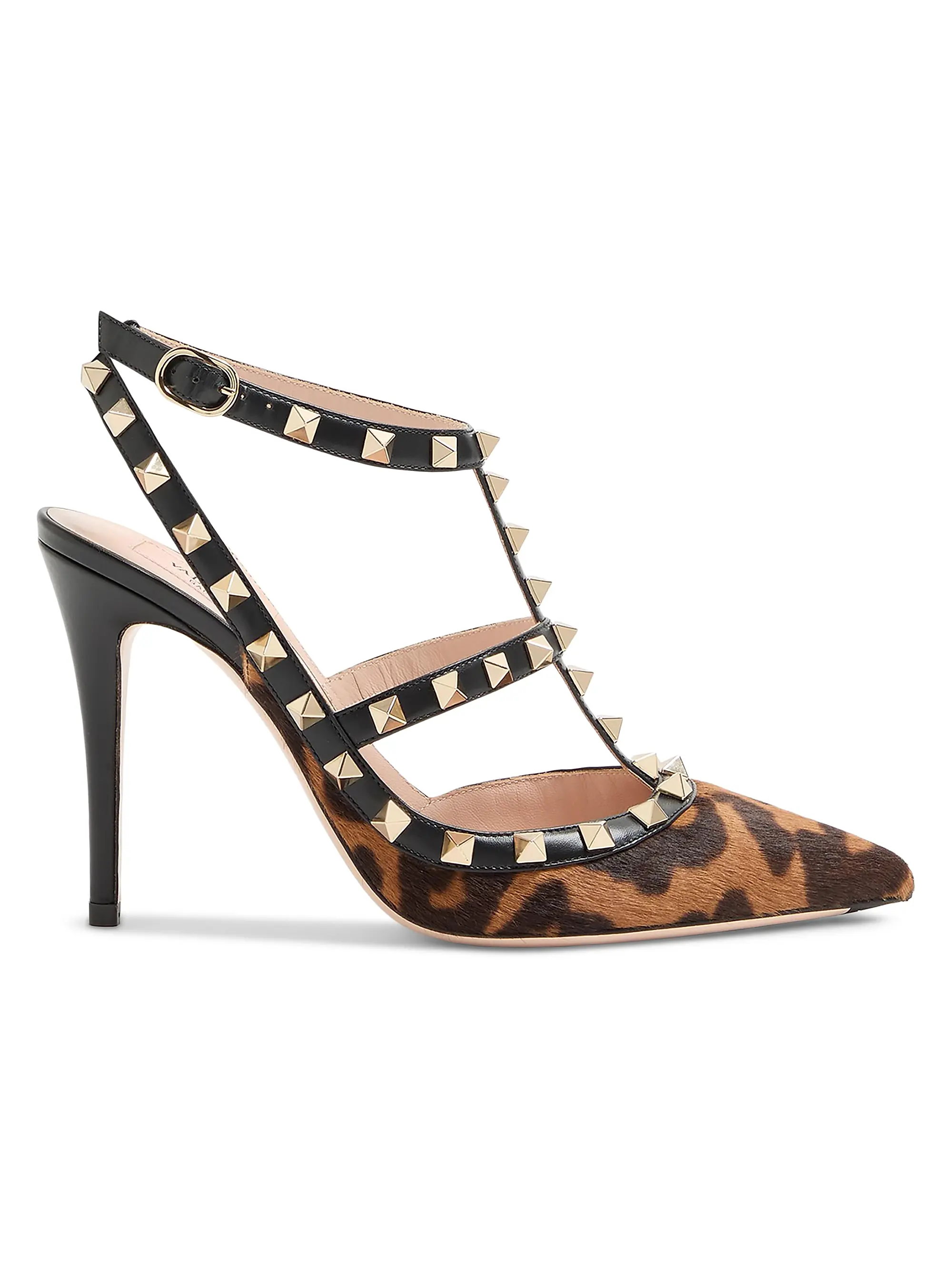 Rockstud 100mm Pump With Straps in Pony-Effect Calfskin