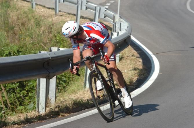 Luca Paolini (Katusha) glances over his shoulder to check the progress of the chase group.