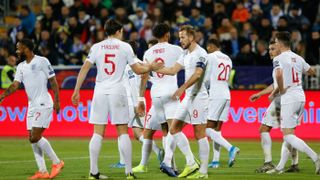 England captain Harry Kane celebrates his goal in the 4-0 win over Kosovo