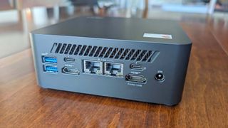 Closeup shot of the MSI Cubi NUC 13MQ's back ports.