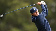 Jase Summy holds his finish on a drive