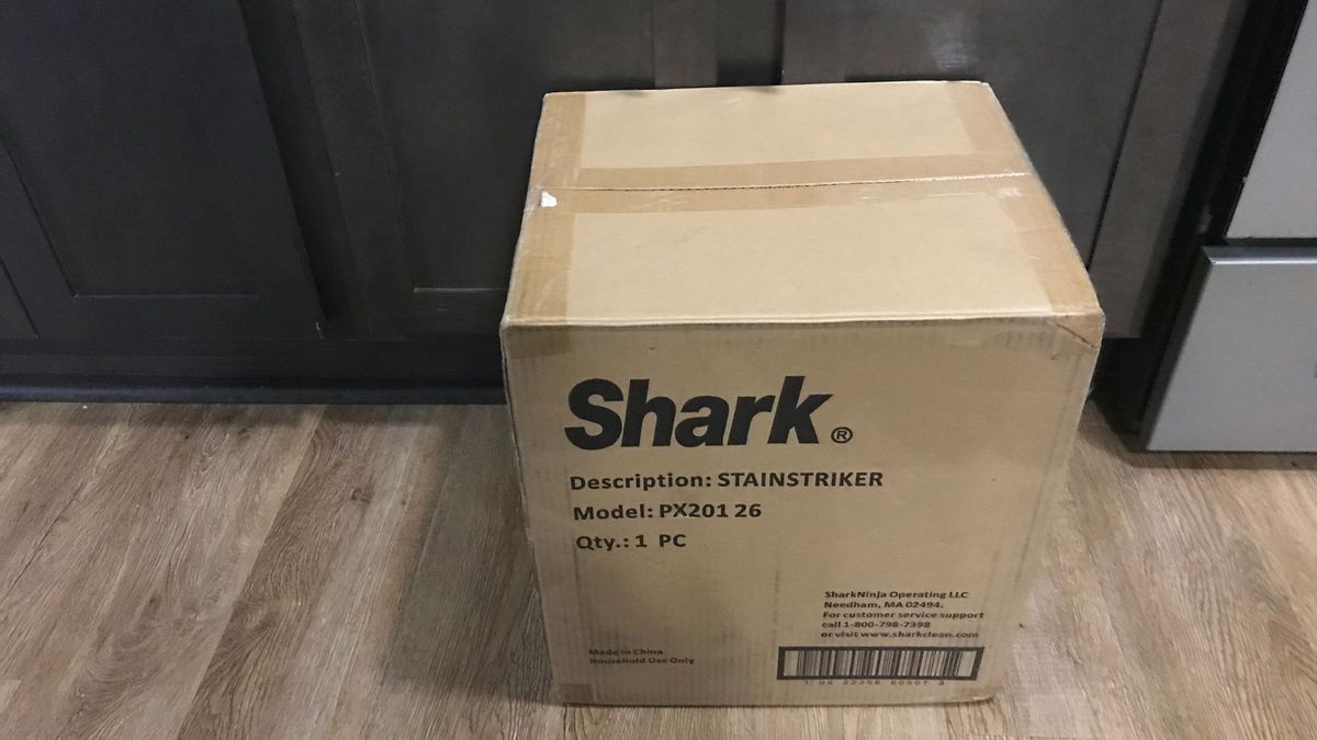 Shark Stain Striker in delivery box