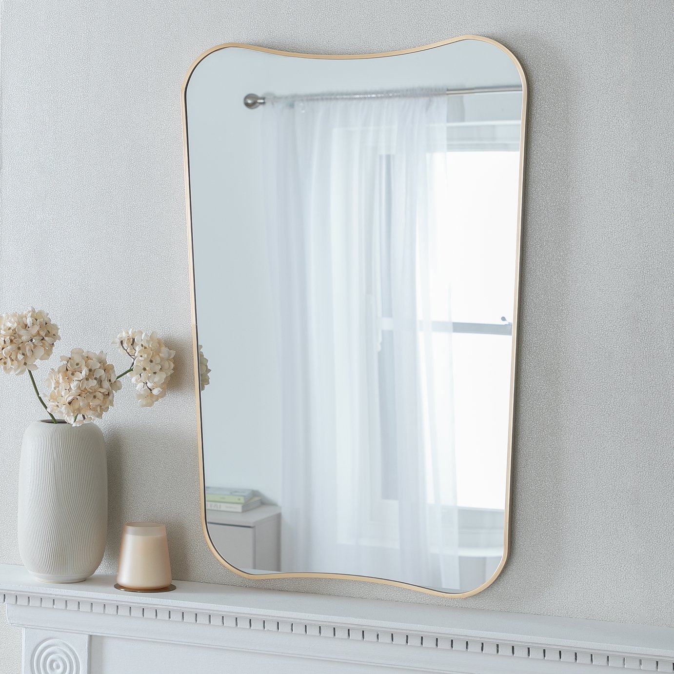 Argos Home Gold Framed Irregular Wall Mirror - 90x60cm