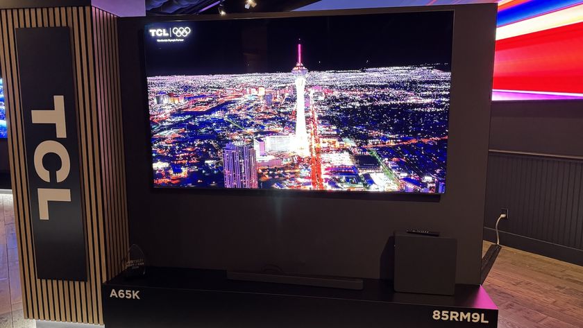 The 85-inch TCL C9L (aka RM9L) TV, photographed at CES 2026