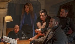 the umbrella academy cast Aidan Gallagher, Ellen Page, Emmy Raver-Lampman, Robert Sheehan, Tom Hoppe