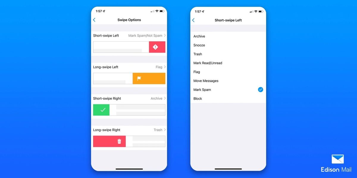 Edison Mail Swipe Gestures