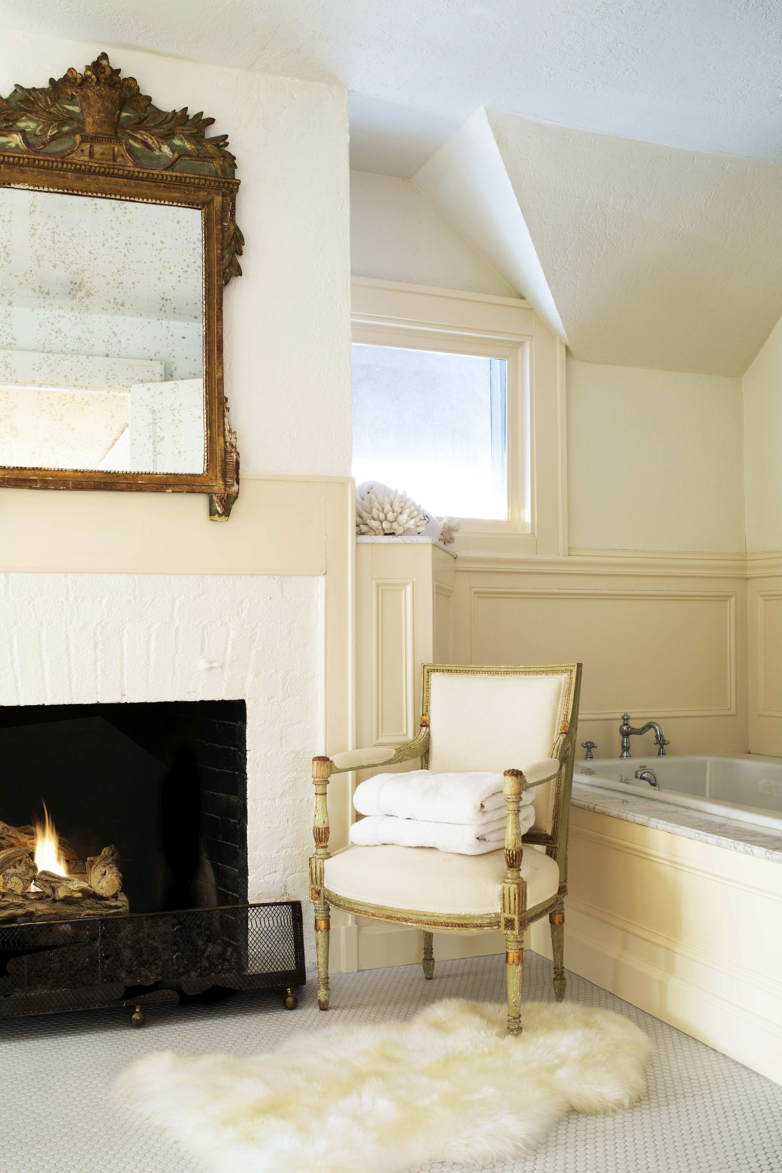 bathroom with fireplace