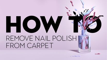 Removing nail enamel header image with text and vectorized bottle graphic on lilac background