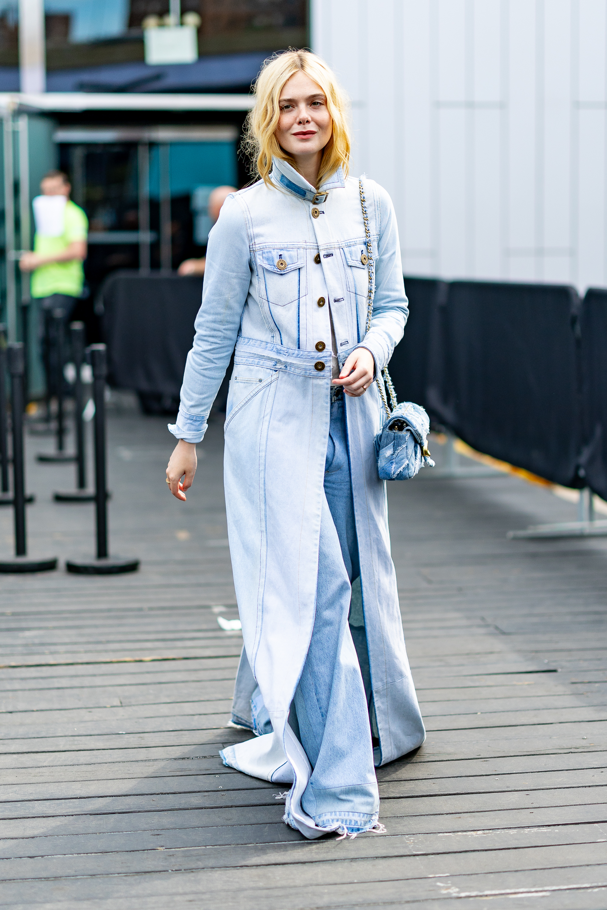 Elle Fanning attended the Coach Spring 2026 show at New York Fashion week in head-to-toe denim