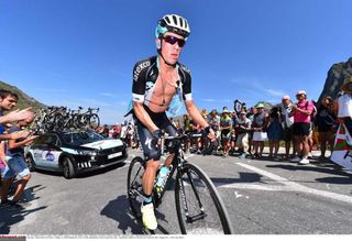 Rigoberto Uran shows some skin as he tries to keep cool during the Tour de France