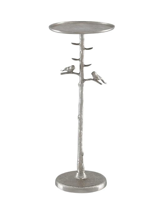 Currey & Company Piaf Drinks Table, Silver