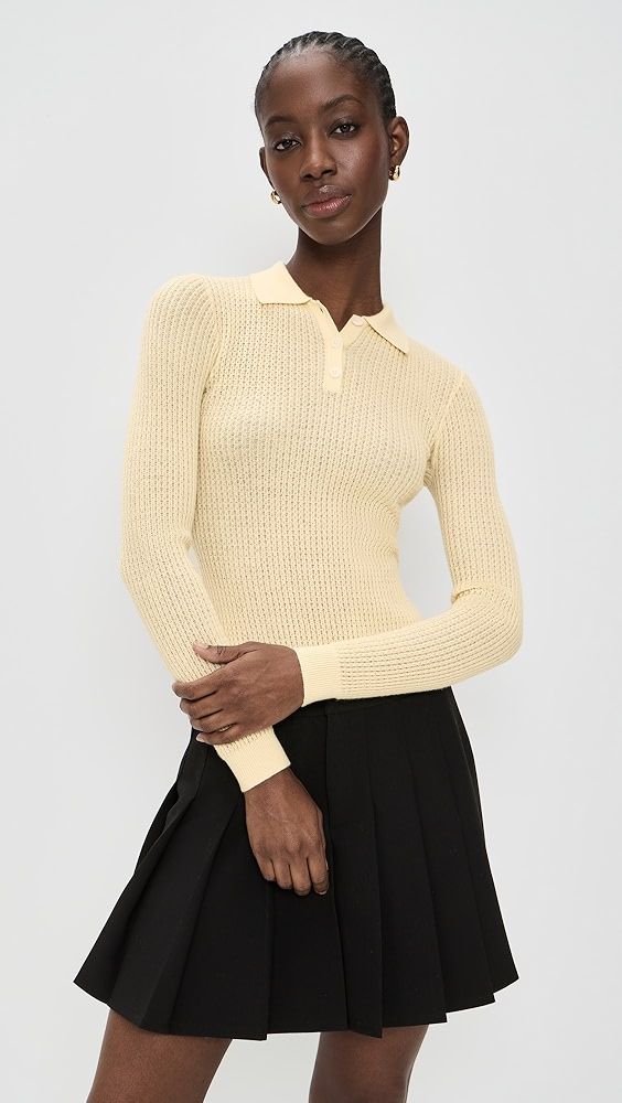 Guest in Residence Long Sleeve Cashmere Shrunken Polo