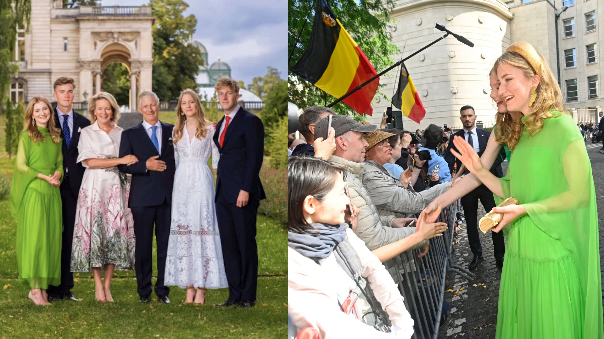 Princess Elisabeth Recycles Her Electrifying National Day Dress For Summery Belgian Royal Family Christmas Card