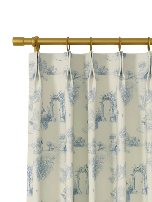 Print Linen Cotton Drapery Pleated in MM-S03 Cream Version