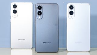 Samsung Galaxy S25 Edge in black, blue, and silver