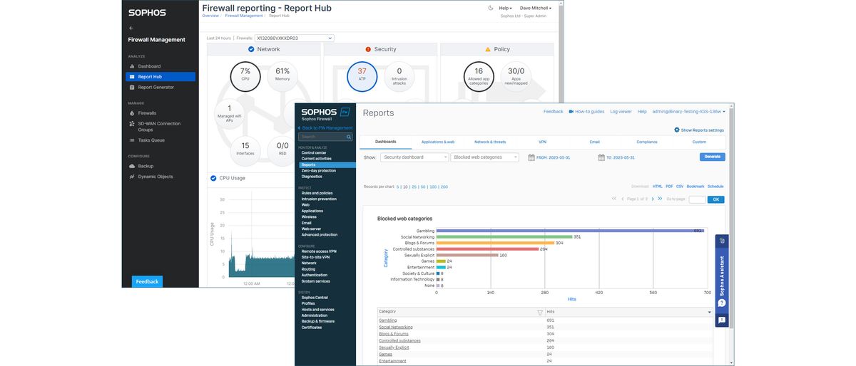 The Sophos XGS 136w dashboard