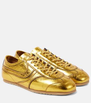 Metallic Leather Sneakers