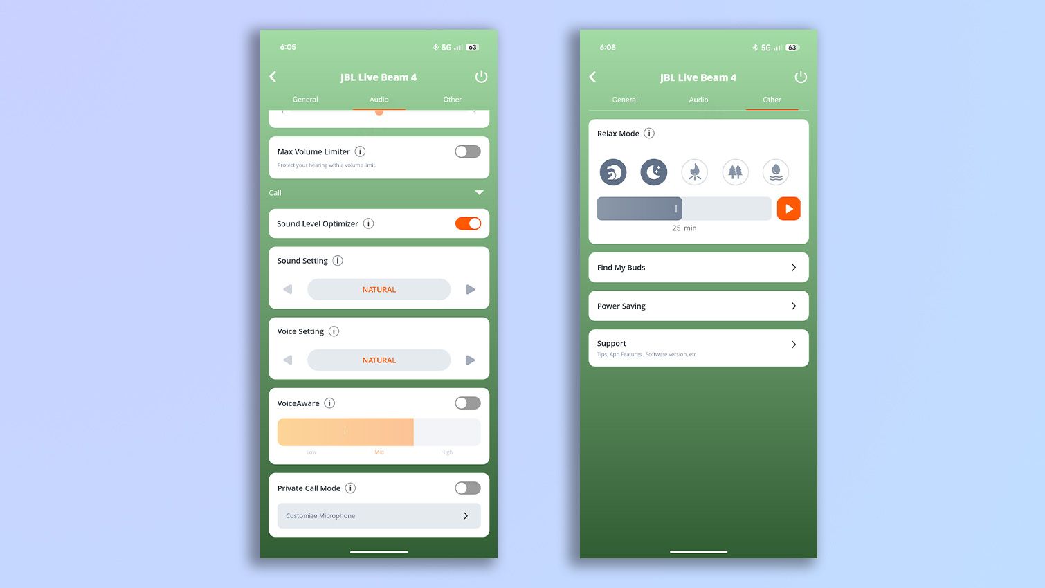 JBL Headphones app screenshots