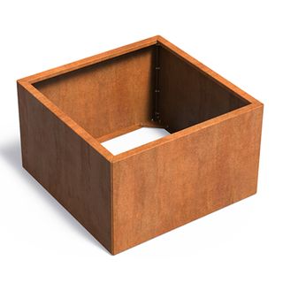 Cut out of Corten Steel Carrez Flat Pack Cube Planter