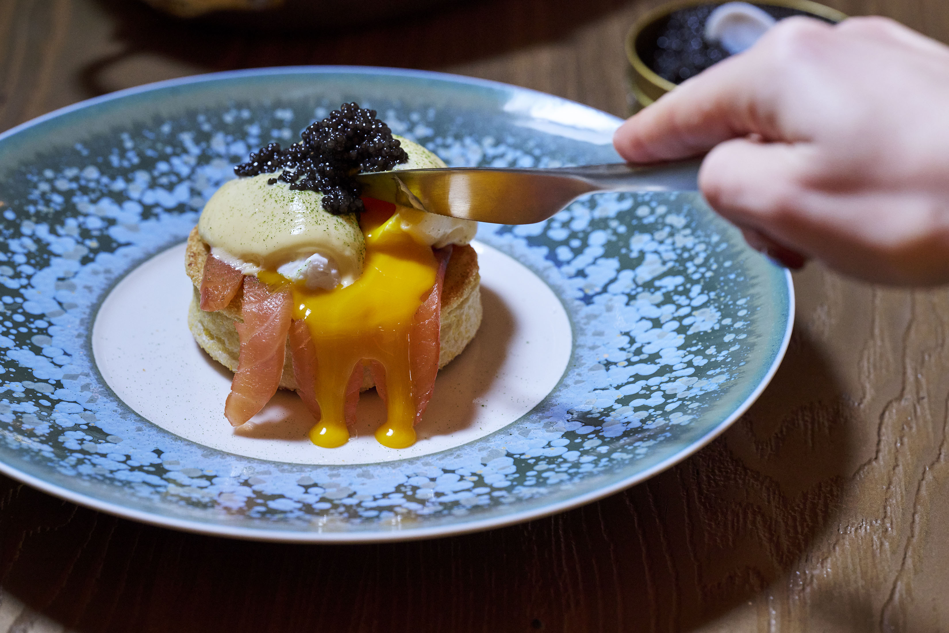 an image of the eggs royale with added caviar