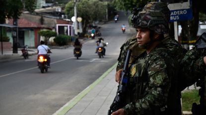 Colombia military patrols area of guerrilla conflict