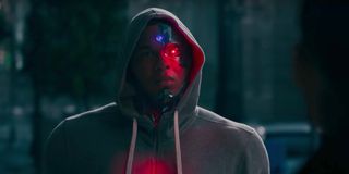 Ray Fisher as a hooded Cyborg in Justice League