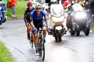 TIGNES FRANCE JULY 04 Davide Ballerini of Italy and Team Deceuninck QuickStep Harry Sweeny of Australia and Team Lotto Soudal in breakaway during the 108th Tour de France 2021 Stage 9 a 1449km stage from Cluses to Tignes Monte de Tignes 2107m LeTour TDF2021 on July 04 2021 in Tignes France Photo by Chris GraythenGetty Images