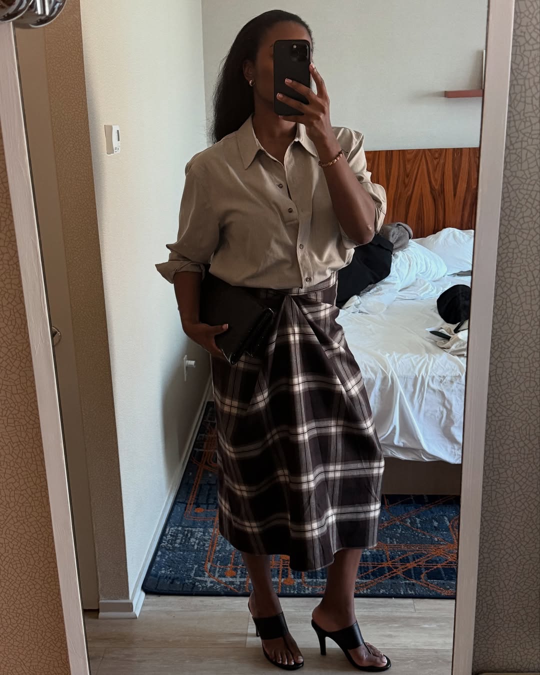Marilyn wearing checked skirt