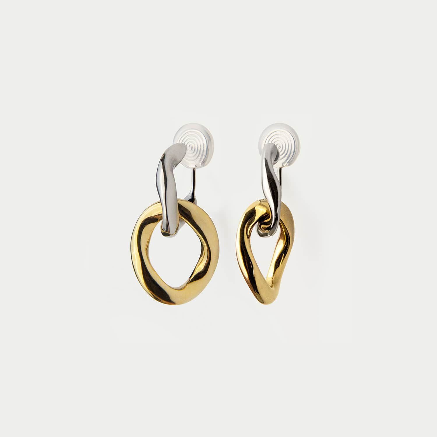 Soluna Two Tone Chain Link Clip-On Earrings