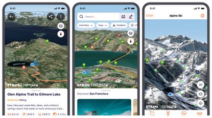Images shows FATMAP platform with Strava