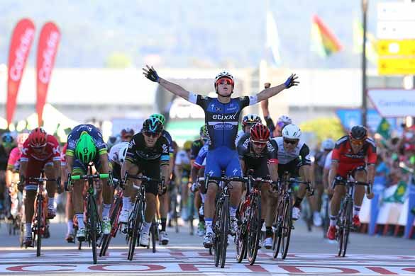 Gianni Meersman (Etixx-QuickStep) emerges to win stage 2 of the Vuelta a Espana.