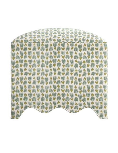 Isabella Traditional Floral Scalloped Ottoman