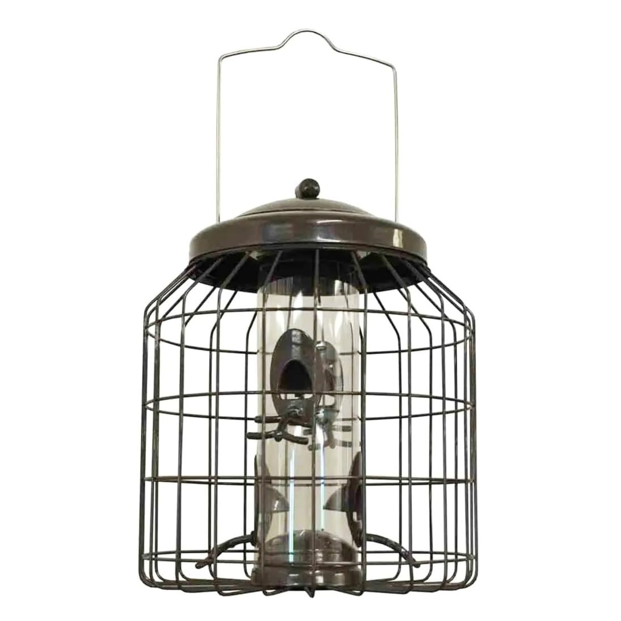 Gh&amp;reg; Large Heavy Duty Squirrel Proof Bird Feeder for Wild Seed Feed Mix Outdoor Hanging Strong Galvanised Brown Metal Cage to Deter Squirrels &amp;amp; Large Birds Allows Small Birds to Feed Safely