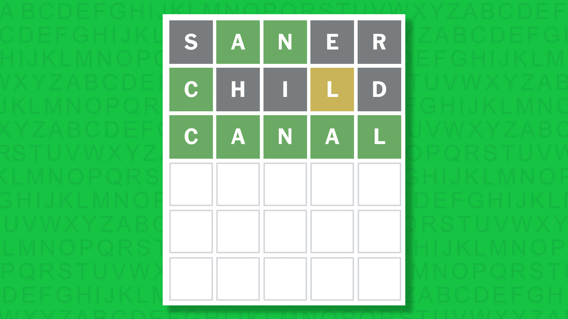 NYT Wordle answer for game 1847 on a green background