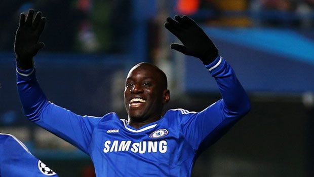 Demba Ba in Champions League quarter-final match between Chelsea and Paris Saint Germain