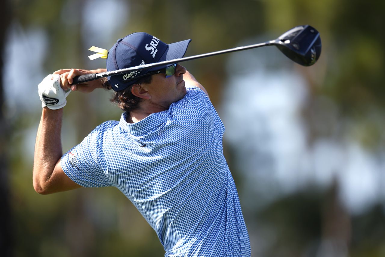 Nico Echavarria hits a driver off the tee