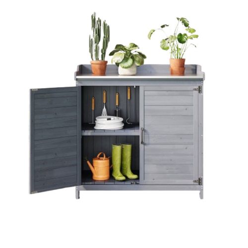 Potting Table With Storage Cabinet 