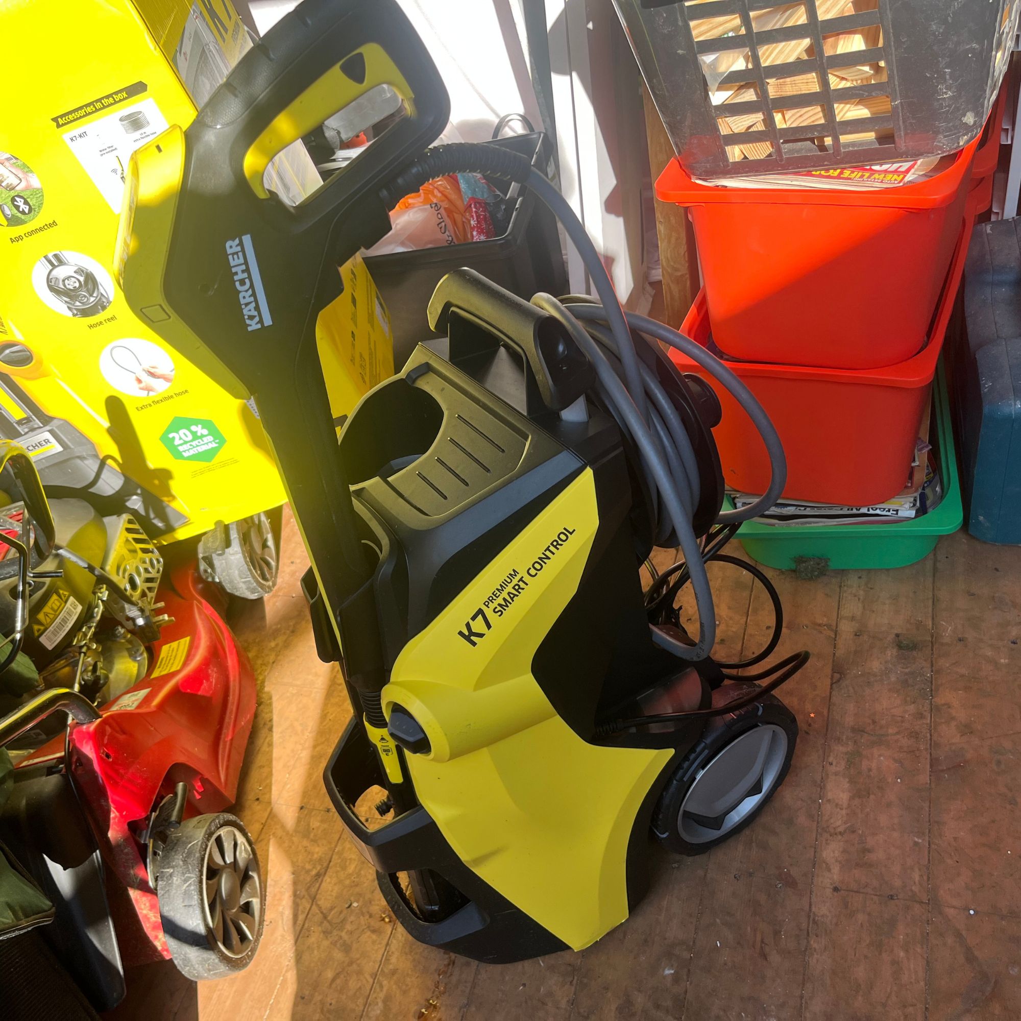 karcher k7 being stored in a shed