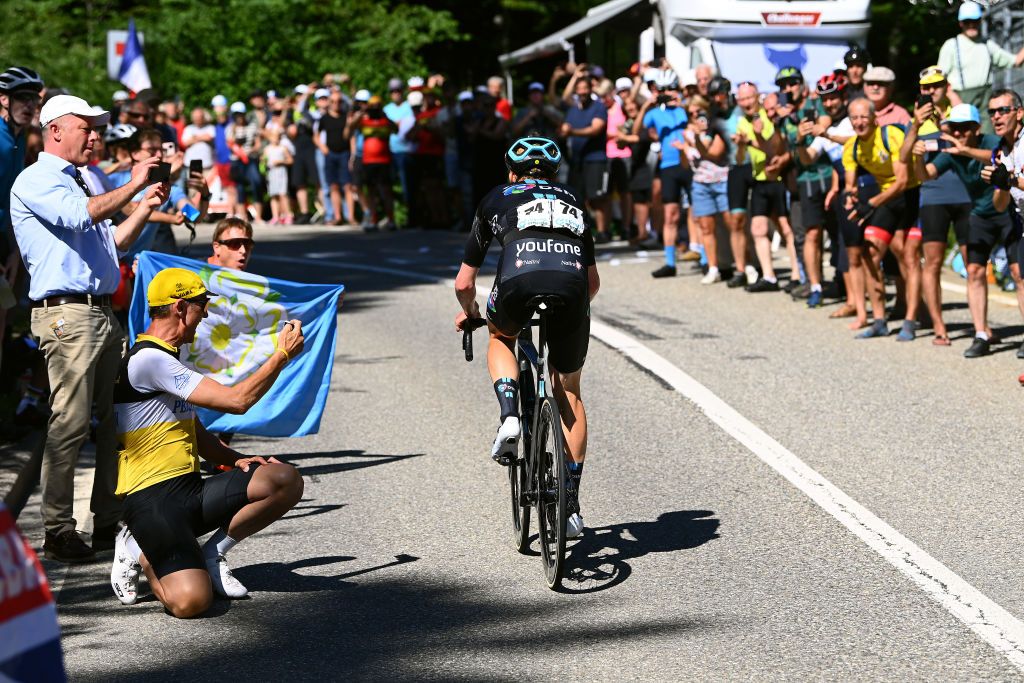 AESCH SWITZERLAND JUNE 13 Andreas Leknessund of Norway and Team DSM attacks in the breakaway during the 85th Tour de Suisse 2022 Stage 2 a 198km stage from Kusnacht to Aesch ourdesuisse2022 WorldTour on June 13 2022 in Aesch Switzerland Photo by Tim de WaeleGetty Images