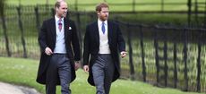 Prince William, left and Prince Harry, arrive for the wedding of Pippa Middleton and James Matthews