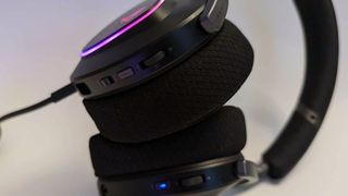 Asus ROG Delta II gaming headset with ear cushions stacked atop each other