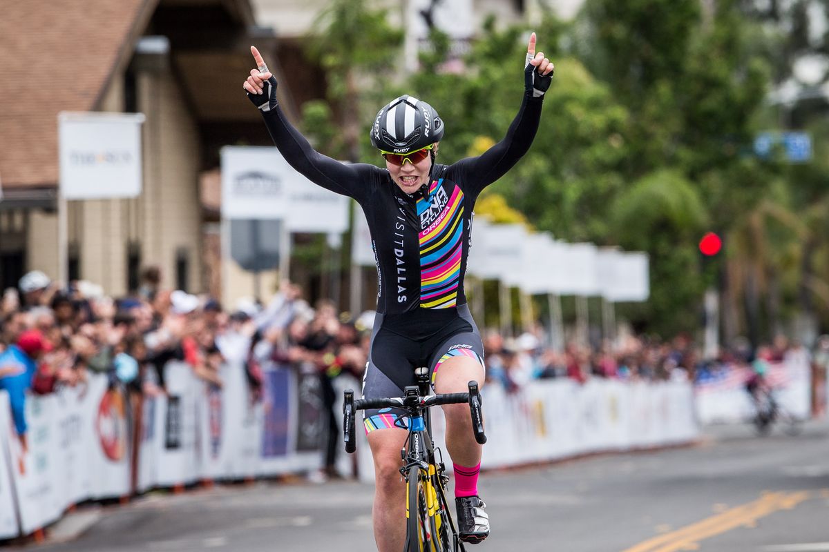 Rose Claire (Visit Dallas DNA) wins stage 4 at the Redlands Bicycle Classic