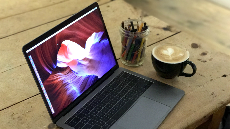 Macbook Pro with crayons