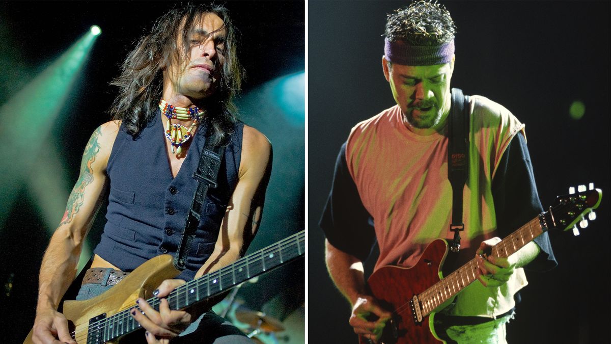 Nuno Bettencourt (left) and Eddie Van Halen perform onstage