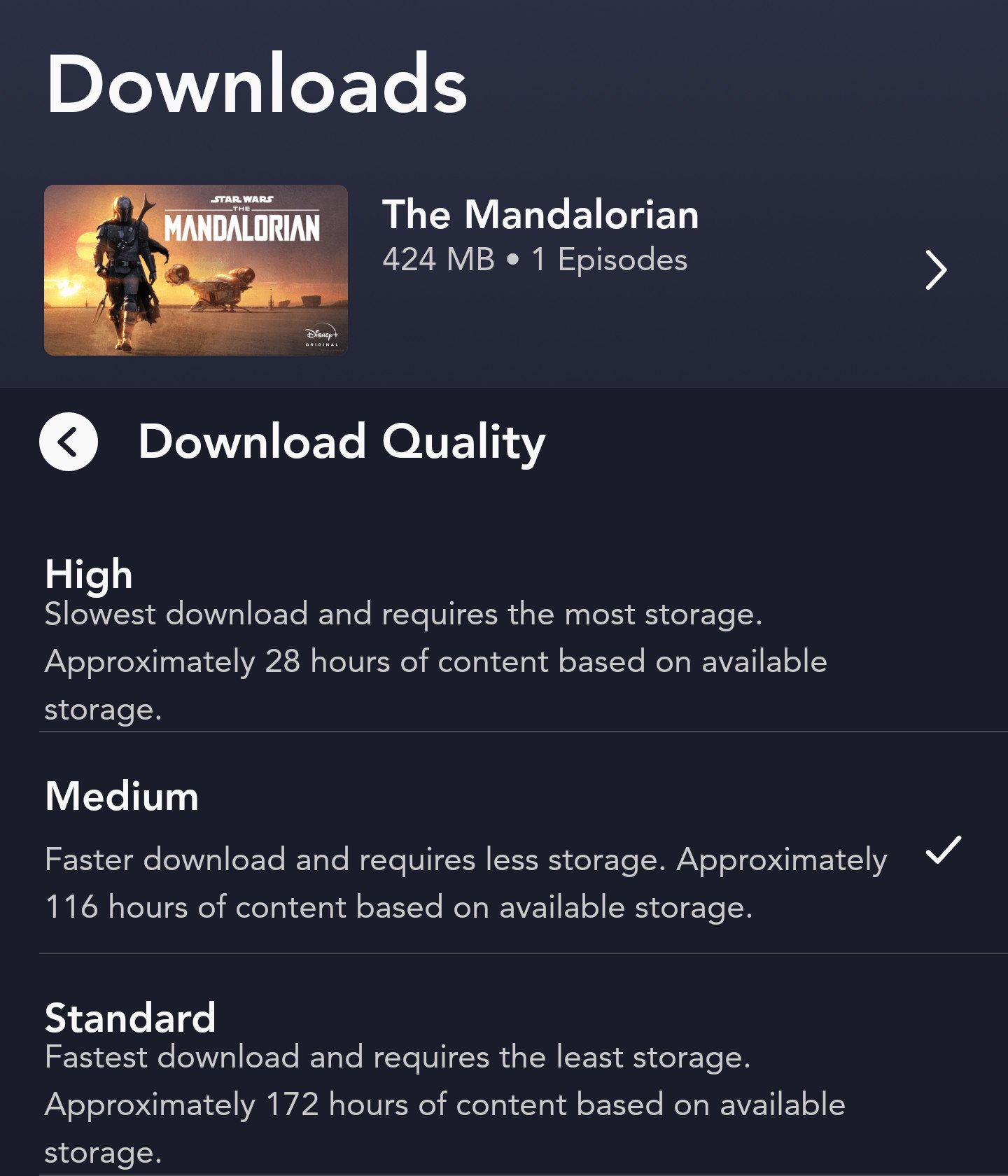 Disney+ medium download example