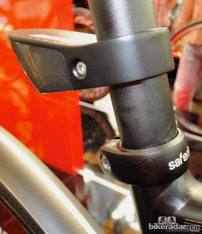 The rear LED light, plus a clever seat post clamp that provides great anti-theft security